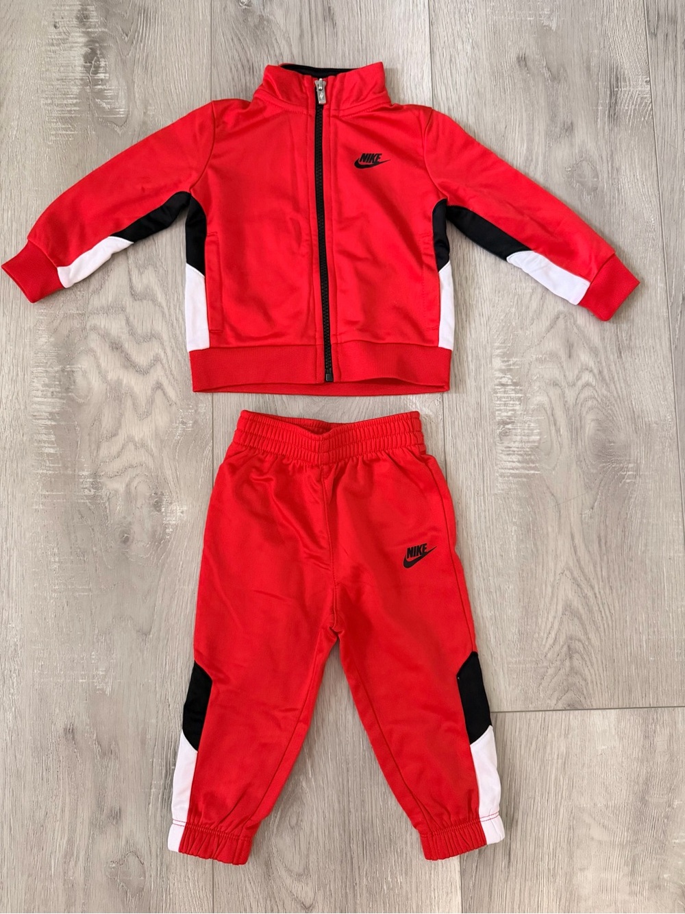 Nike Kids Red Track Jacket & Joggers Set with Black and White Accents